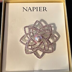 Napier Rose Crystal Floral Brooch